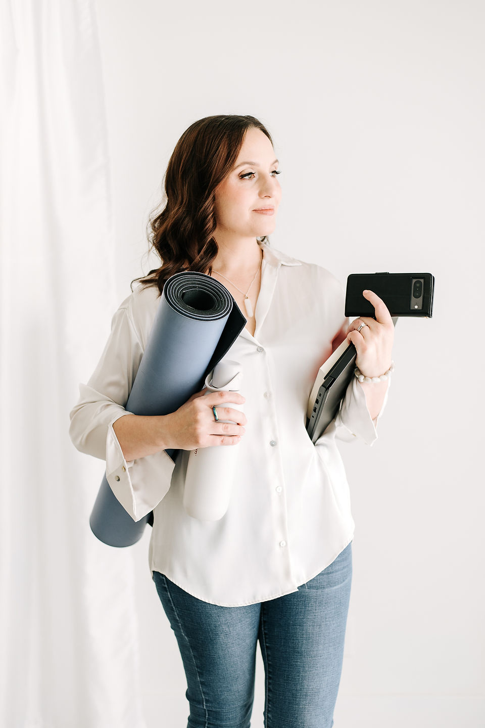 Gianna, a mother and founder of Haven, during her branding session, with professional, relatable, and grounded images reflecting her mission to build a village for motherhood in Canada.