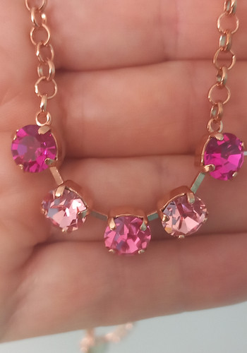 Pink 3 shades necklace & earrings | Izzabee