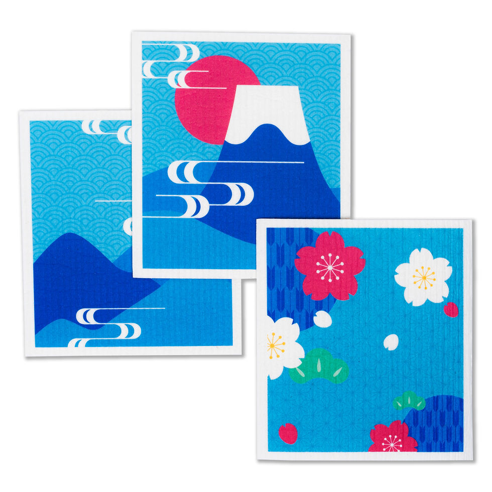 縮圖：Sakura Oriental Winter Cellulose Sponge Cloth (Mt. Fuji)