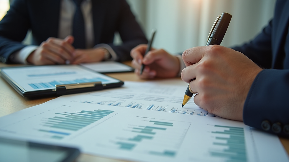 Eye-level view of a financial planner discussing investment options with a client