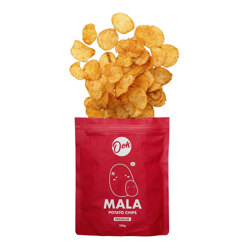 Thumbnail: Ooh Mala Snacks and Sauce Potato Chips / Cassava Chips / Green Peas / Peanuts /