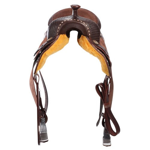 Thumbnail: Fort Worth Cowhorse Rough Out Saddle - Chocolate