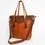 Thumbnail: Hand-Tooled Full Leather Western Tote Bag with Floral Strap - Chestnut Brown