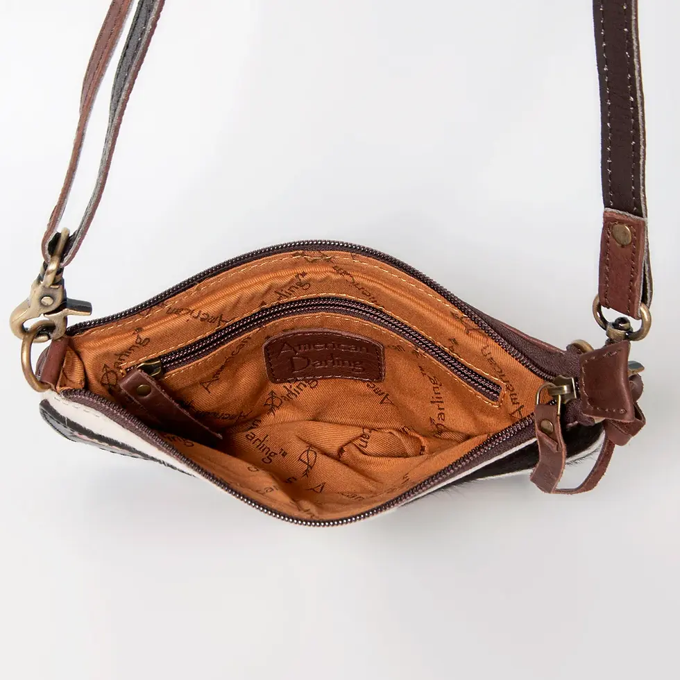 Thumbnail: Cowhide & Tooled Leather Small Cross body Bag