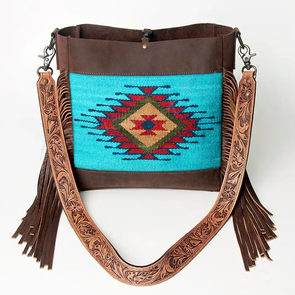 Thumbnail: Hand Tooled Floral & Saddle Blanket Western Messenger Bag
