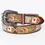Thumbnail: Tooled Leather Belt - Poker Card Floral Design with Hand-Painted Accents