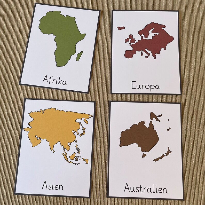 Thumbnail: Kontinente der Welt Bildkarten und Weltkarte