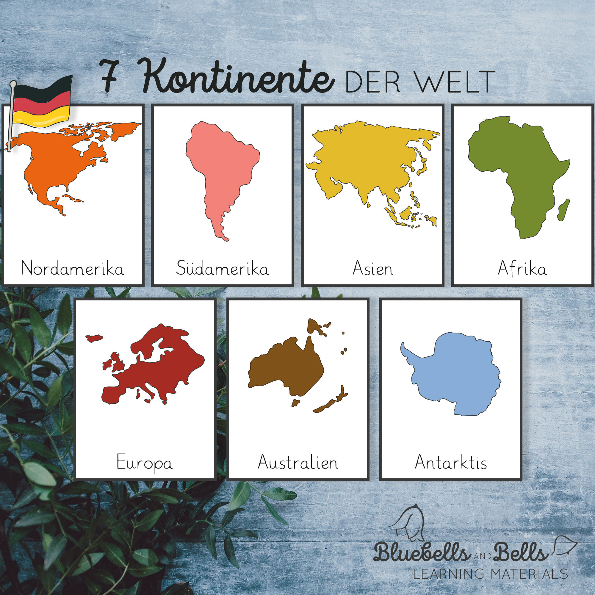 Kontinente der Welt Bildkarten und Weltkarte