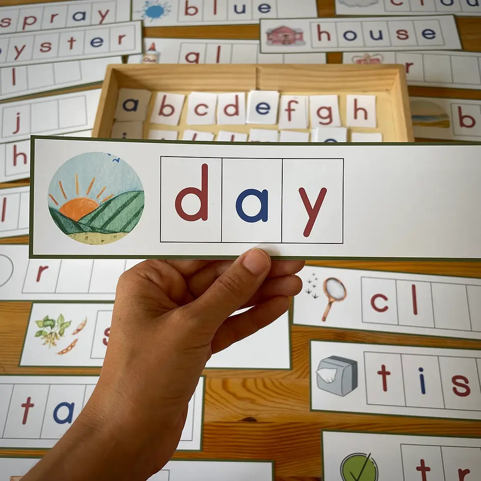 Thumbnail: Montessori Green reading series printable cards for moveable alphabet