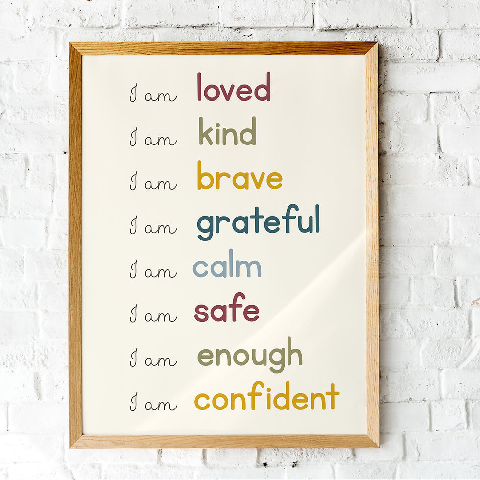 Kids positive Affirmations Poster. I AM printable Wall art. Calm corner Poster.