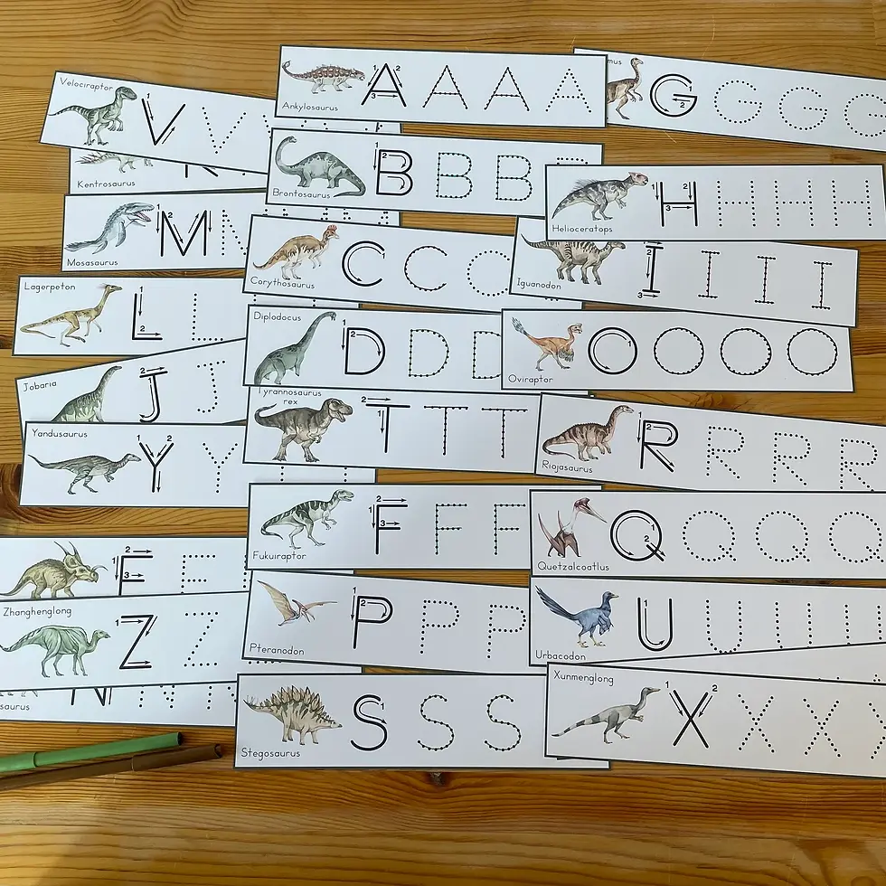 Thumbnail: Dinosaur preschool printable Letter tracing strips