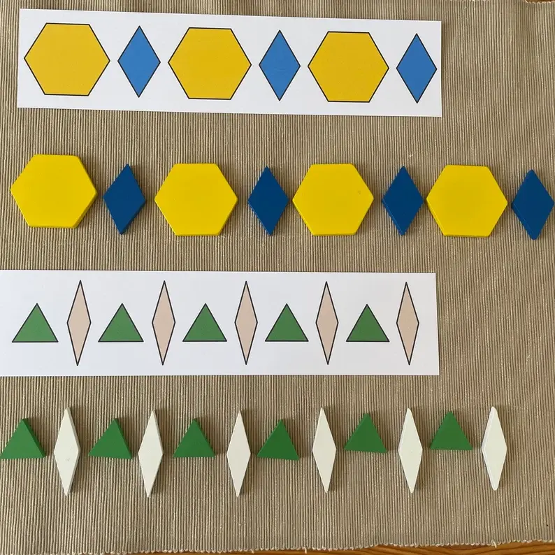 Thumbnail: PDF Math pattern worksheets. Pattern blocks templates printable.
