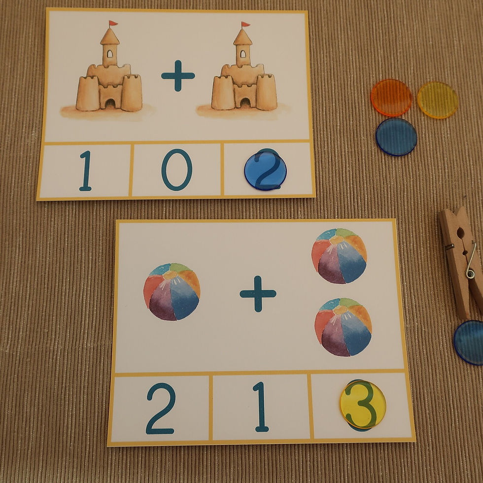 Thumbnail: Summer Kindergarten printable Addition Clip cards