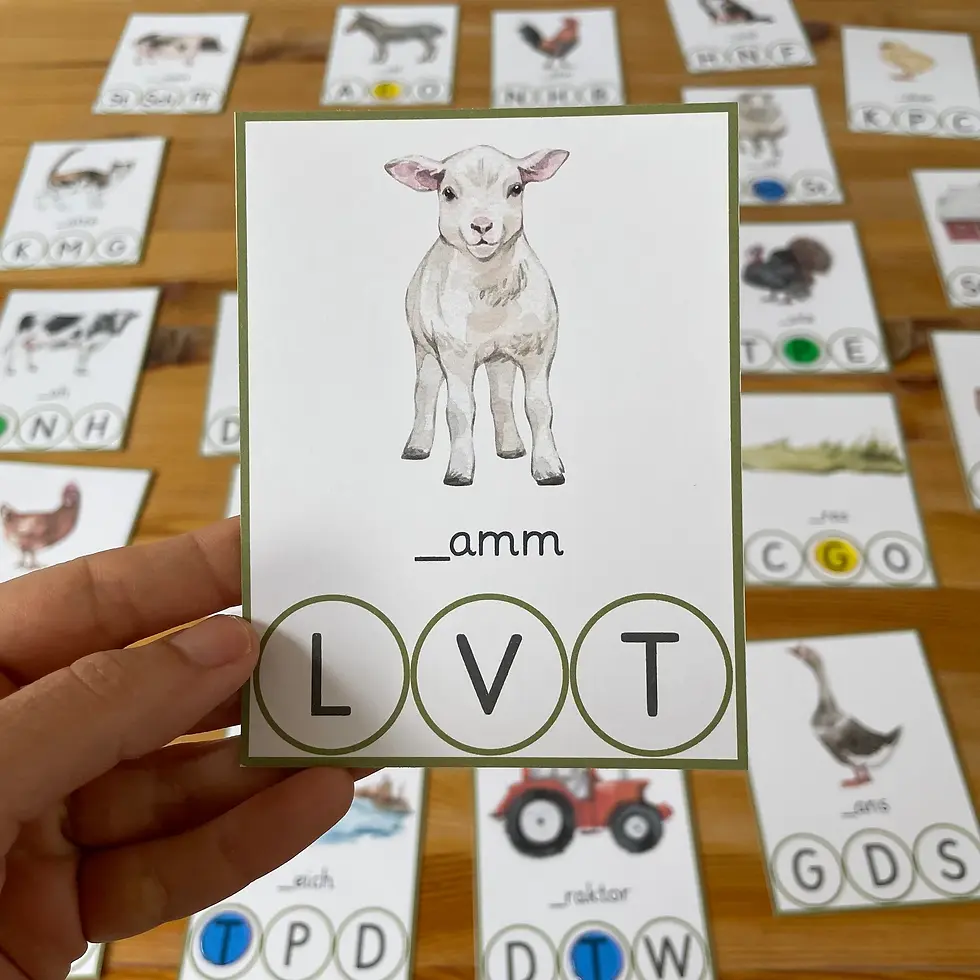Thumbnail: Klammerkarten Anlaute Am Bauernhof. Druckbare Vorlagen Vorschule.