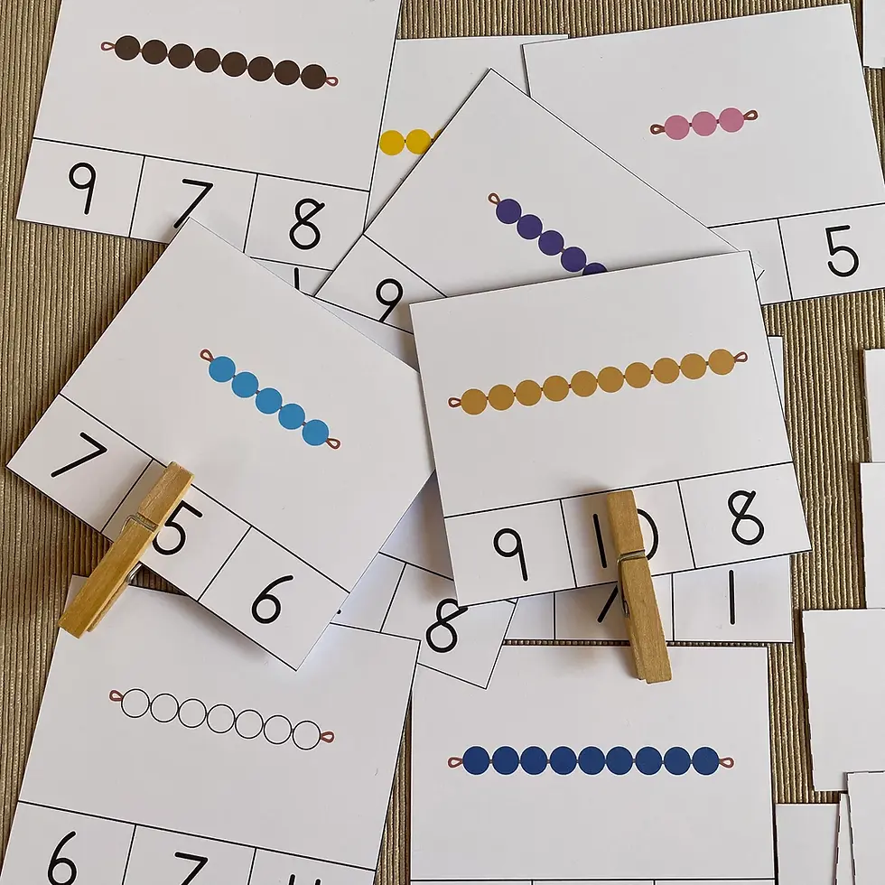 Thumbnail: Montessori colored bead stair worksheets, chart, cards, clip cards