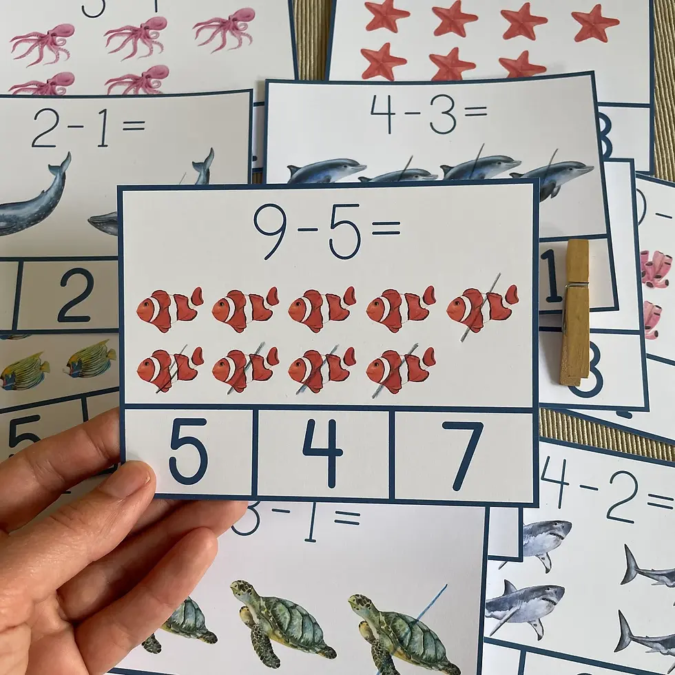 Thumbnail: Ocean clip cards Subtraction