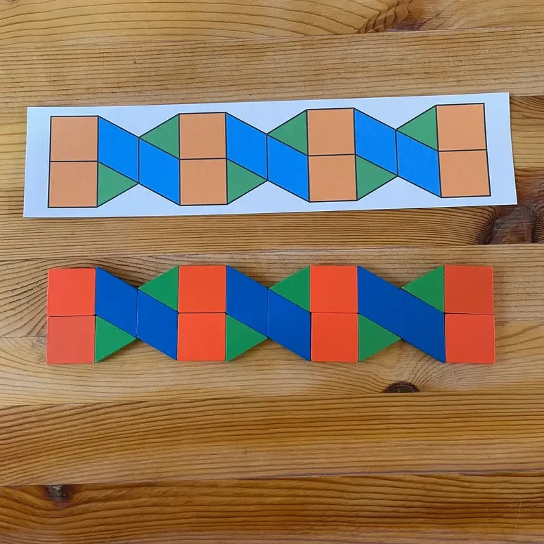 Thumbnail: Pattern blocks templates Repeating patterns. Shape matching activity