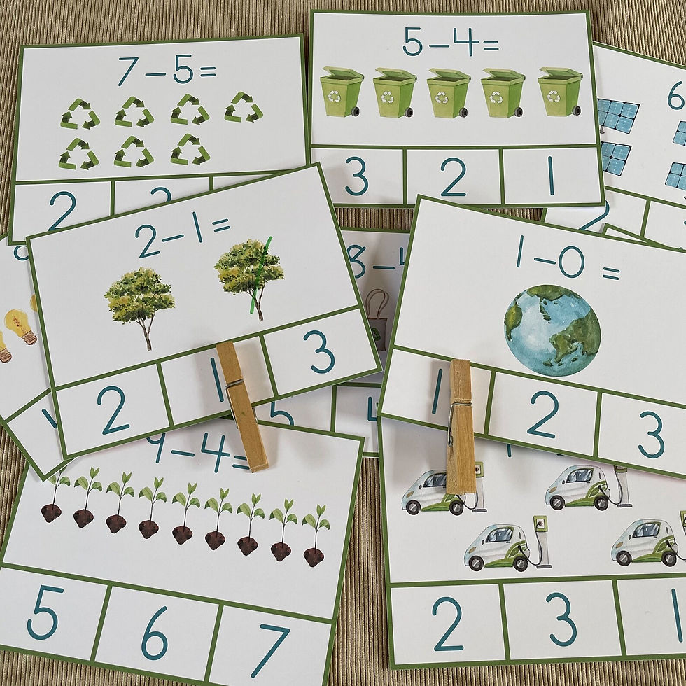 Thumbnail: Earth day Subtraction clip cards