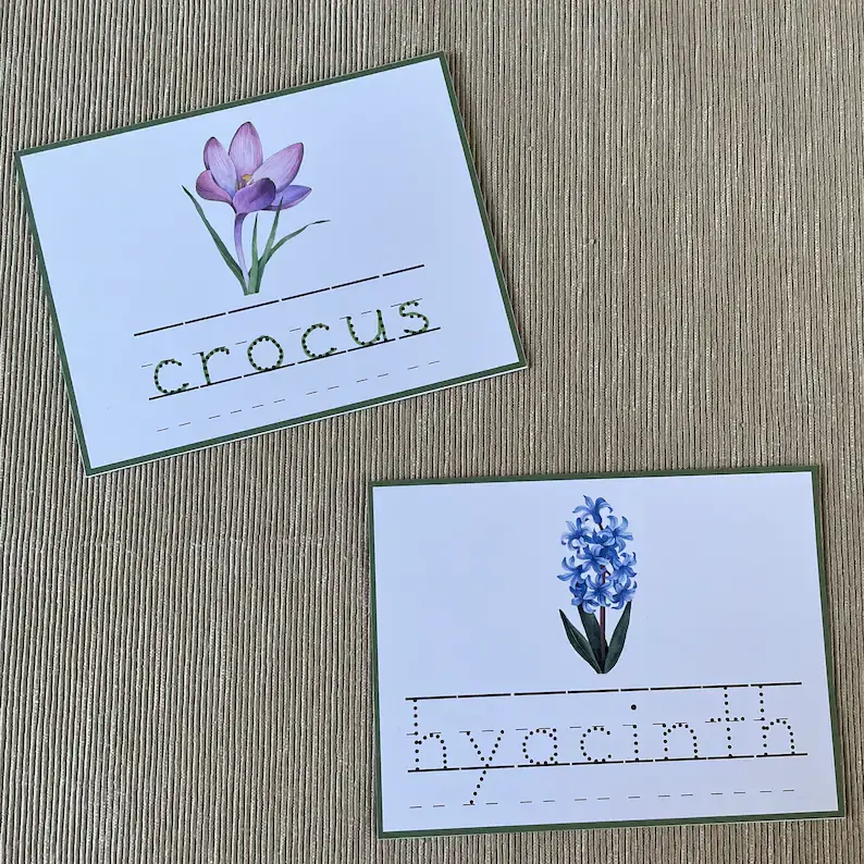 Thumbnail: Handwriting printable worksheets Flowers. Tracing cards preschool.