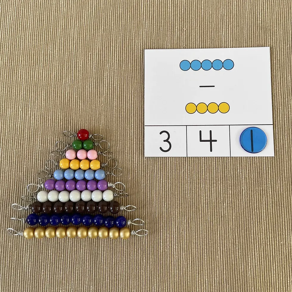 Thumbnail: Montessori Bead bars Subtraction To 10 Clip Cards