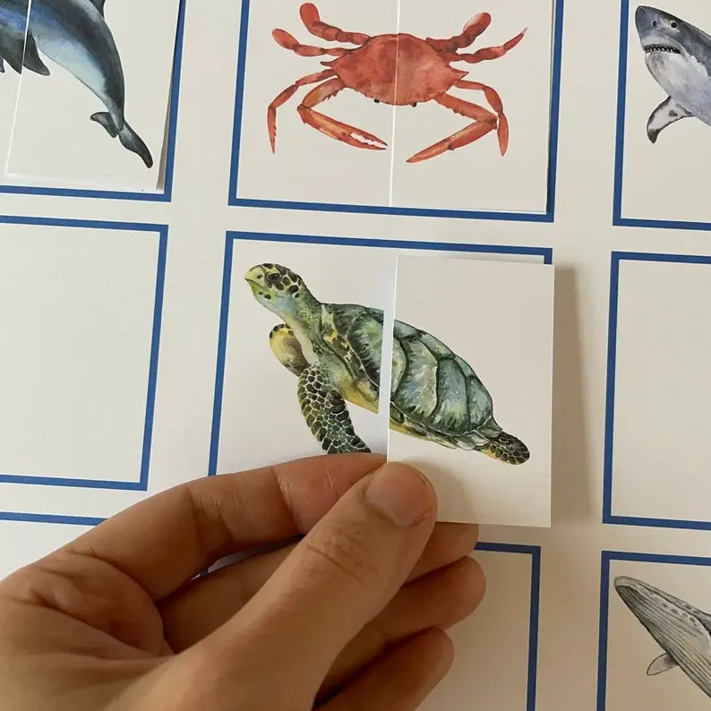 Thumbnail: Ocean animals Puzzle Halves Matching