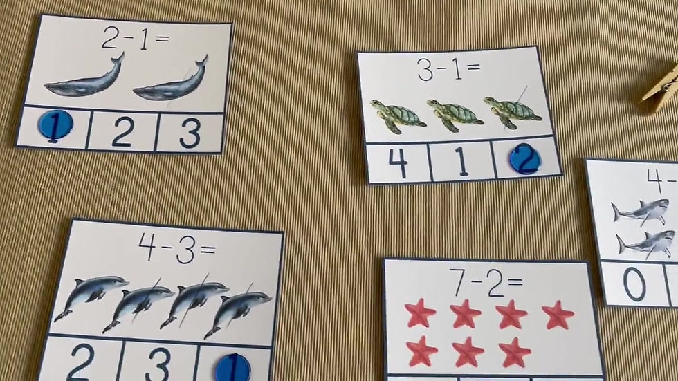 Thumbnail: Ocean clip cards Subtraction