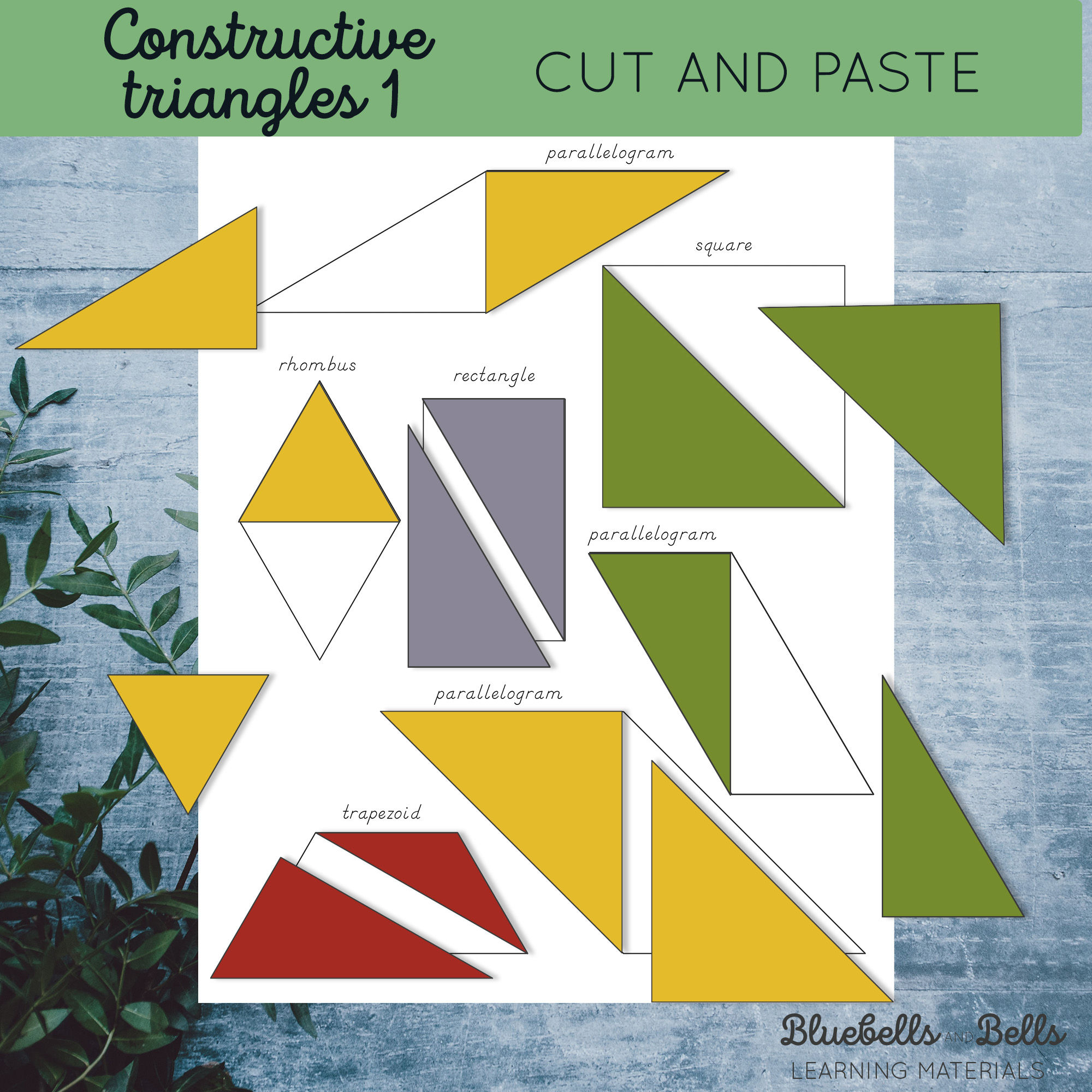 Montessori Constructive triangles 1 Extension printable Cut and paste activity