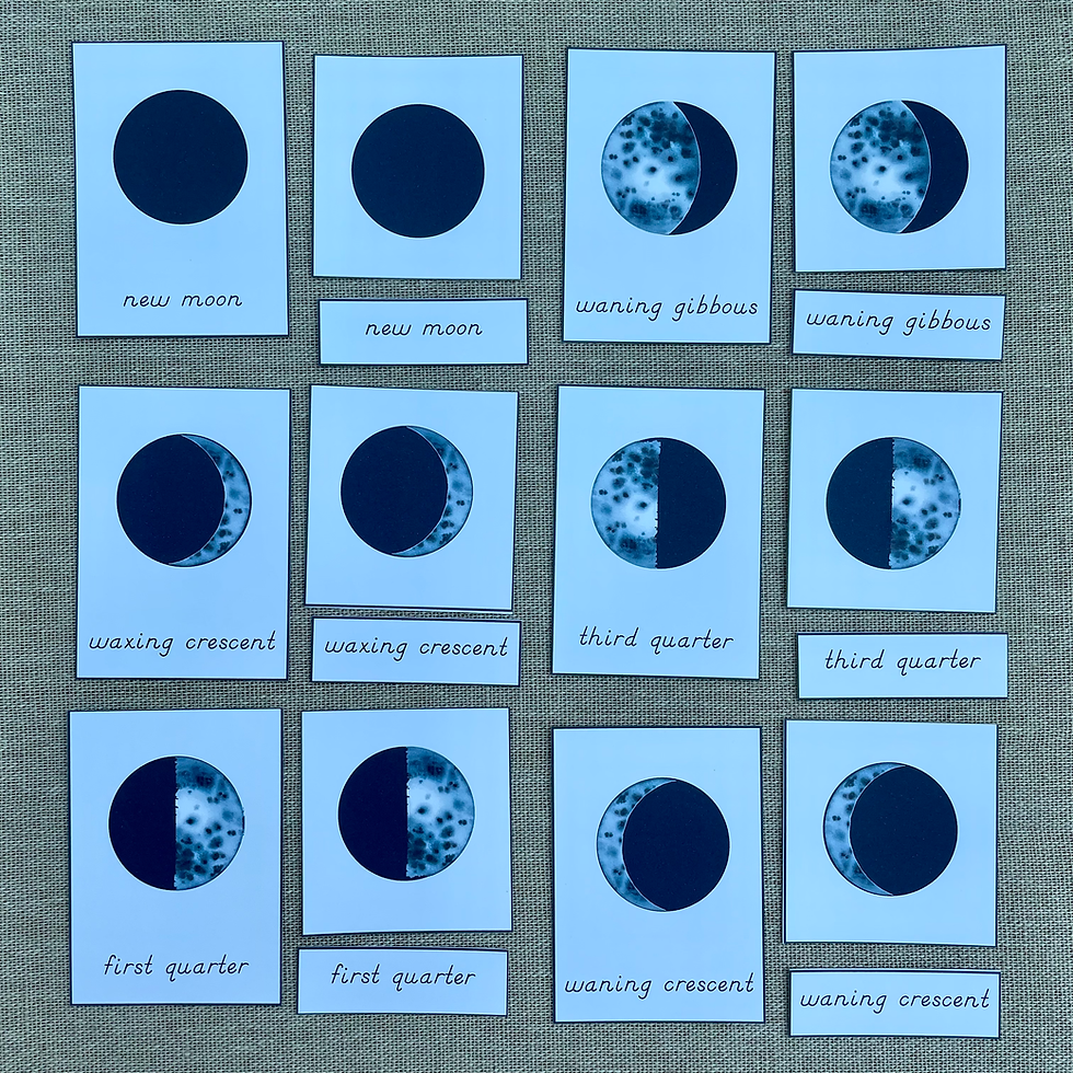 Thumbnail: Phases of the Moon Montessori printable Nomenclature cards and Control chart