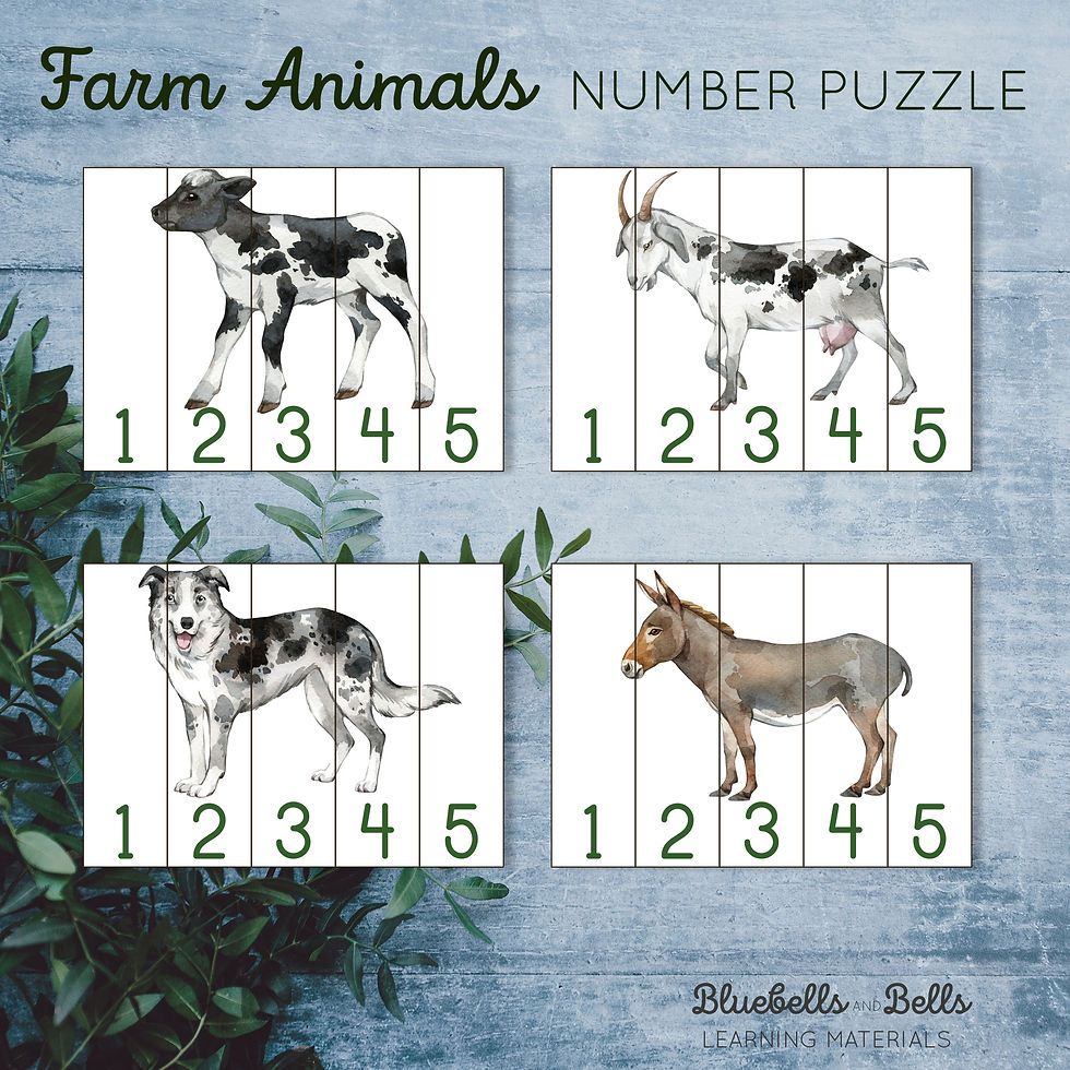 Thumbnail: Farm toddler printable Number puzzle 1-5