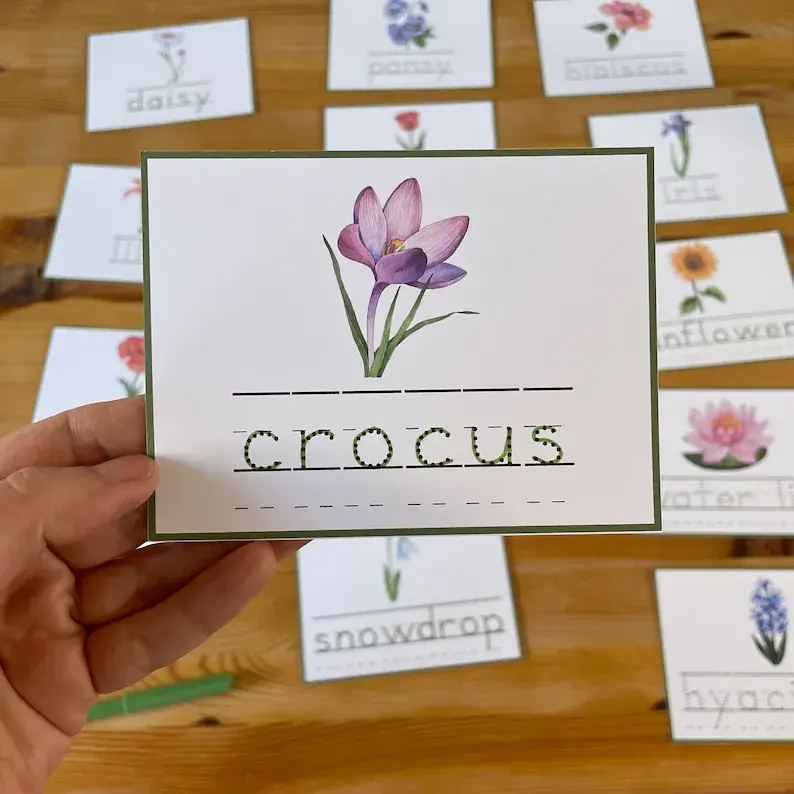 Thumbnail: Handwriting printable worksheets Flowers. Tracing cards preschool.