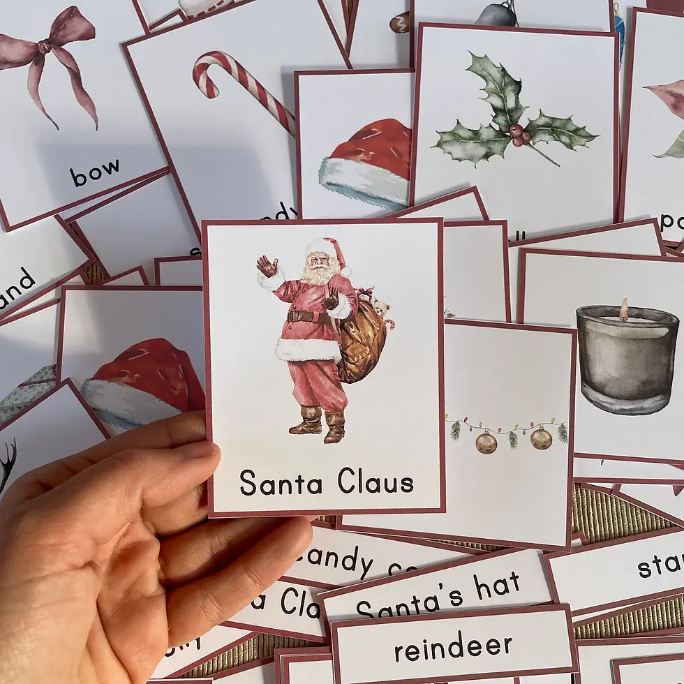 Thumbnail: Christmas Montessori printable Three part cards