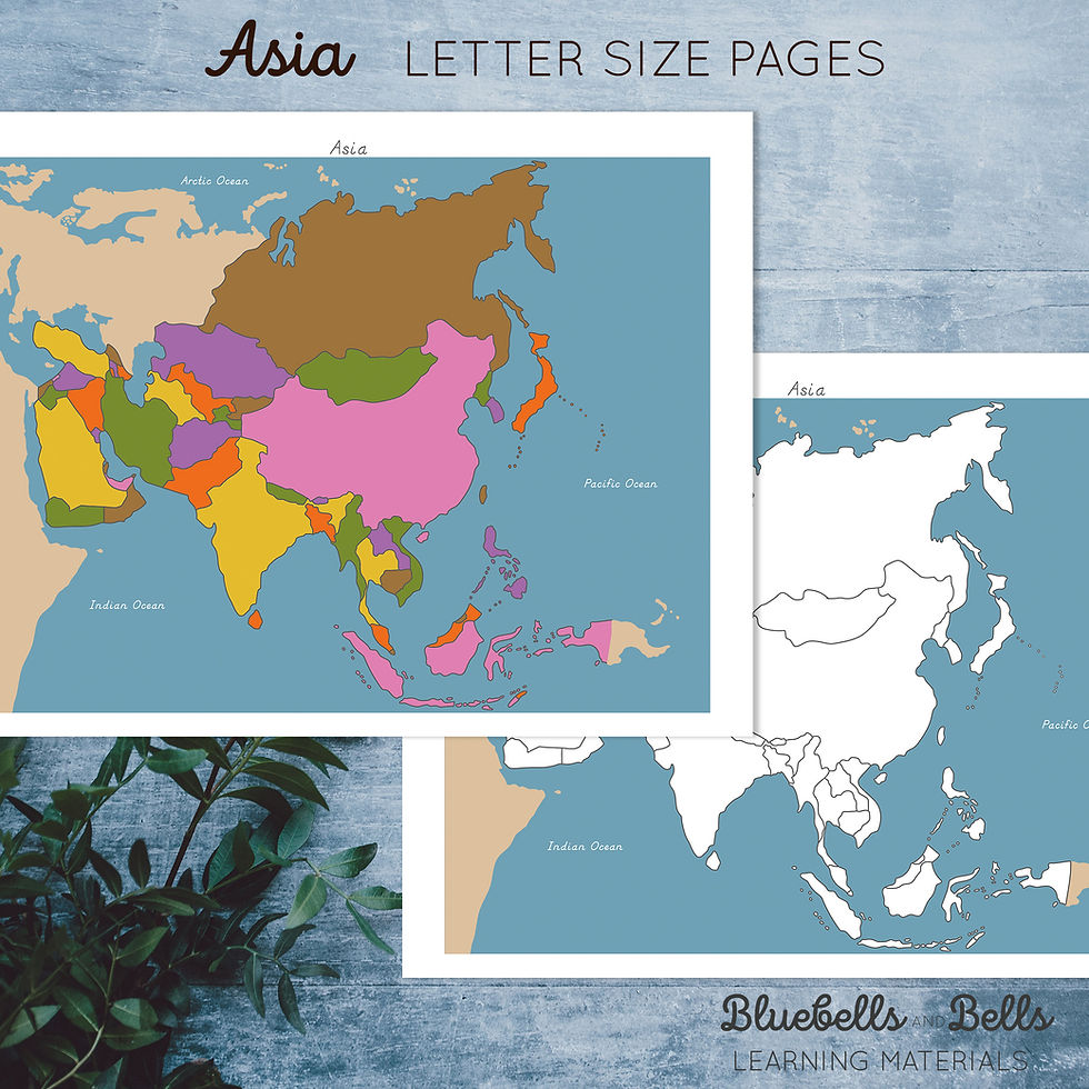 Thumbnail: Montessori Asia Continent study Maps and Country cards