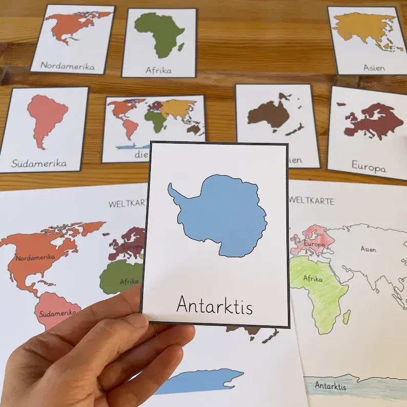 Thumbnail: Kontinente der Welt Bildkarten und Weltkarte