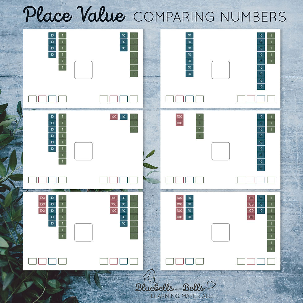 Thumbnail: Montessori Stamp game Place value Task cards Comparing numbers