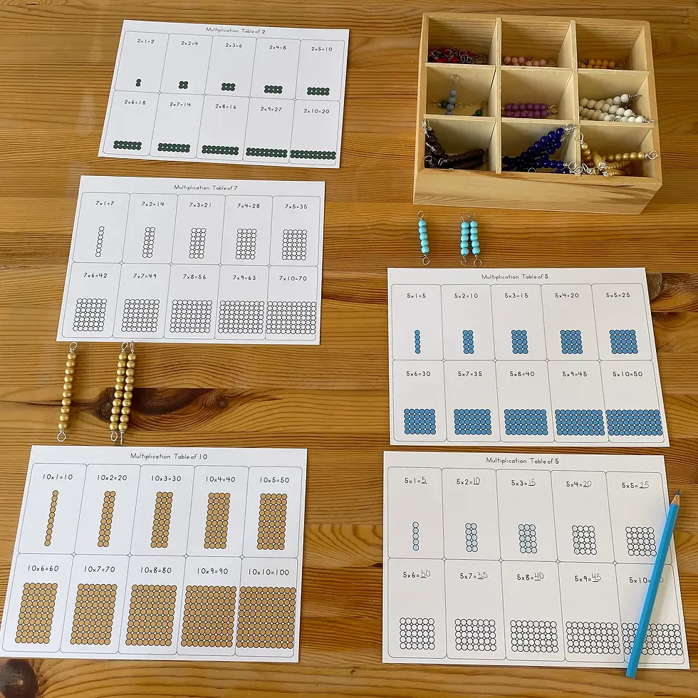 Thumbnail: Montessori  Bead Bars Multiplication Tables, Charts