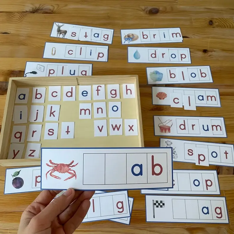 Thumbnail: Montessori moveable alphabet word cards printable PDF