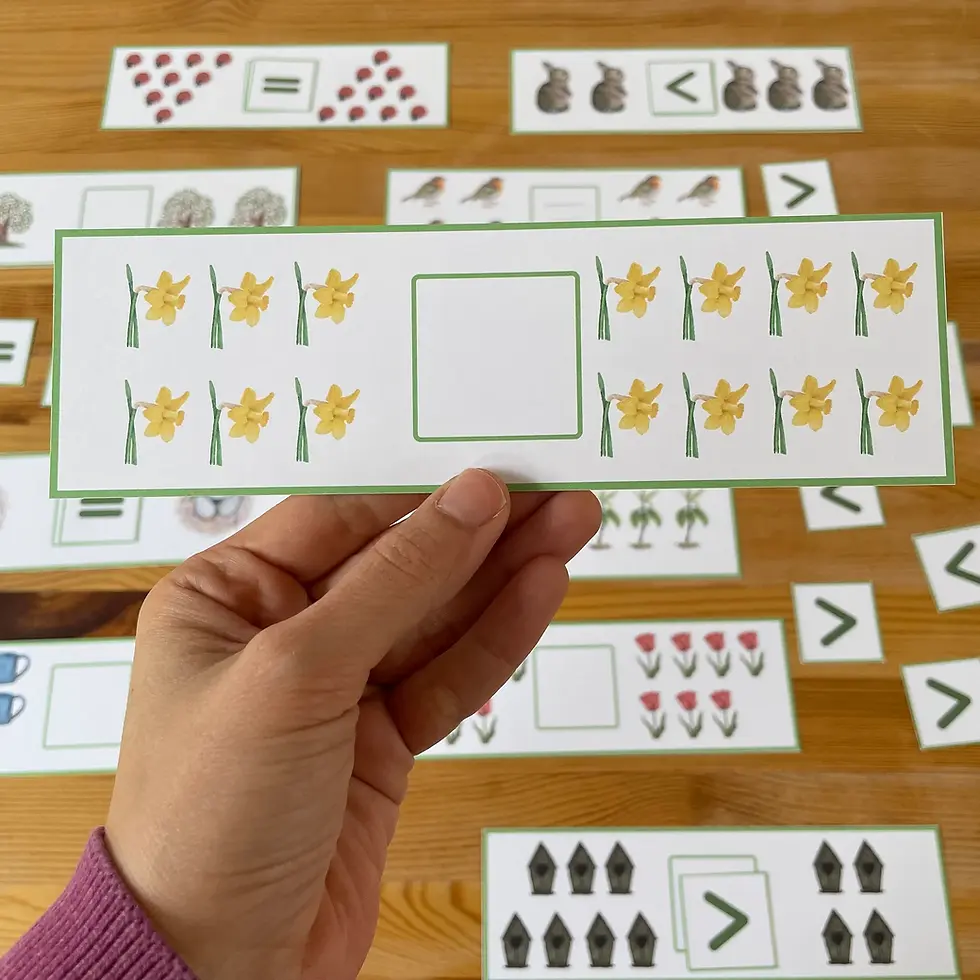 Thumbnail: Spring Montessori preschool printable Comparing numbers