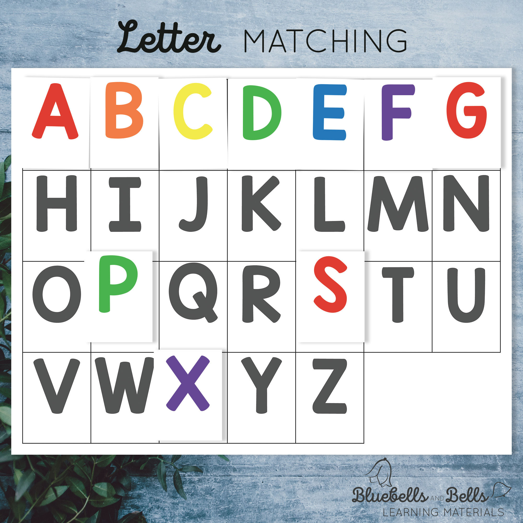 Letter matching printable. Uppercase Alphabet activity.