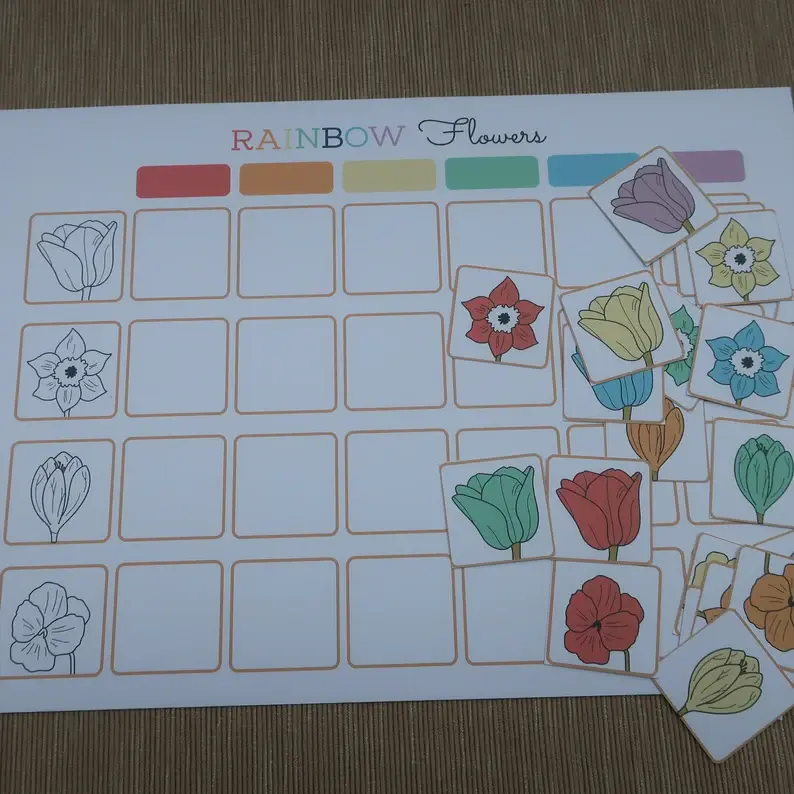 Thumbnail: Flower printable Color and Shape sorting activity.