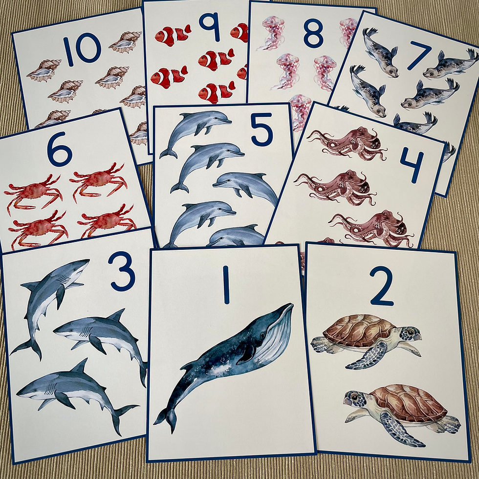 Thumbnail: Number cards Ocean. Toddler and preschool printable