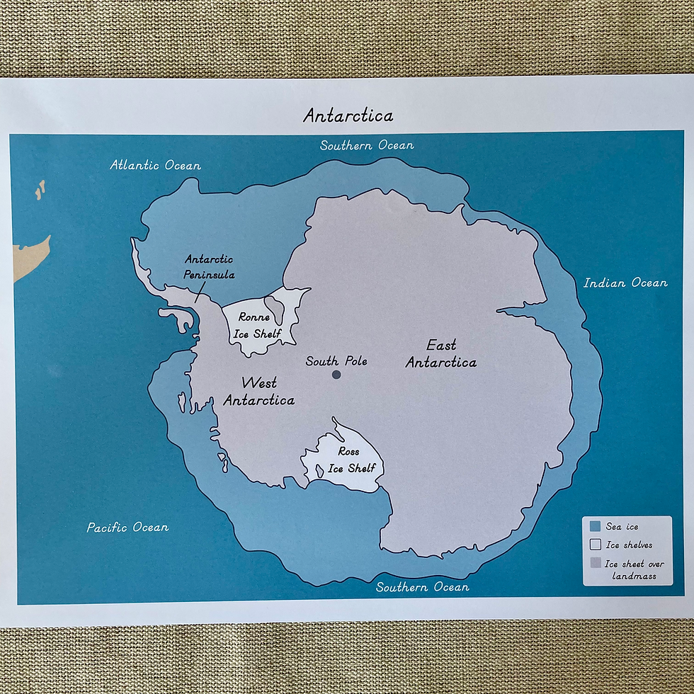 Thumbnail: Montessori Antarctica map printable PDF
