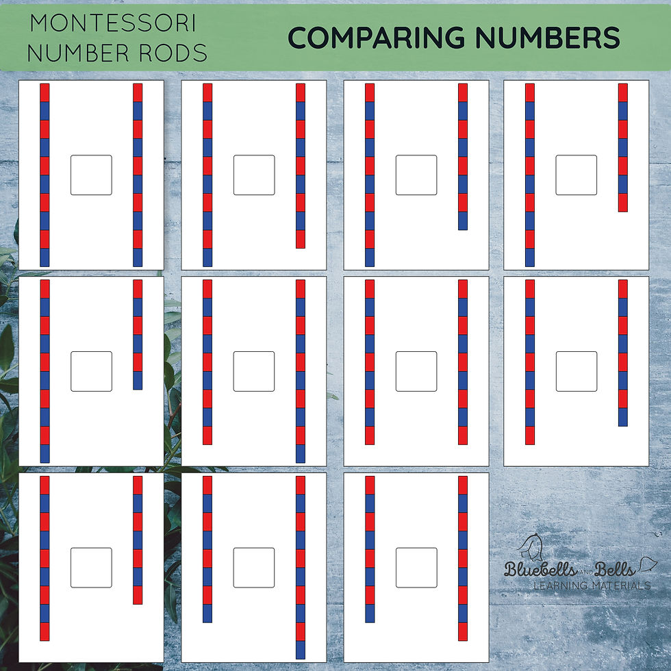 Montessori Number rods Extension printable activity