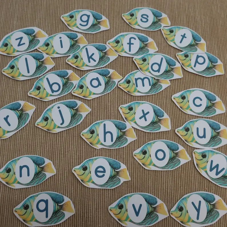 Thumbnail: Printable ocean-themed Alphabet matching activity for toddlers and preschoolers. Features uppercase and lowercase mat & cards