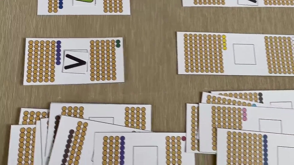 Montessori Comparing numbers Bead bars 20-100. Math printable.