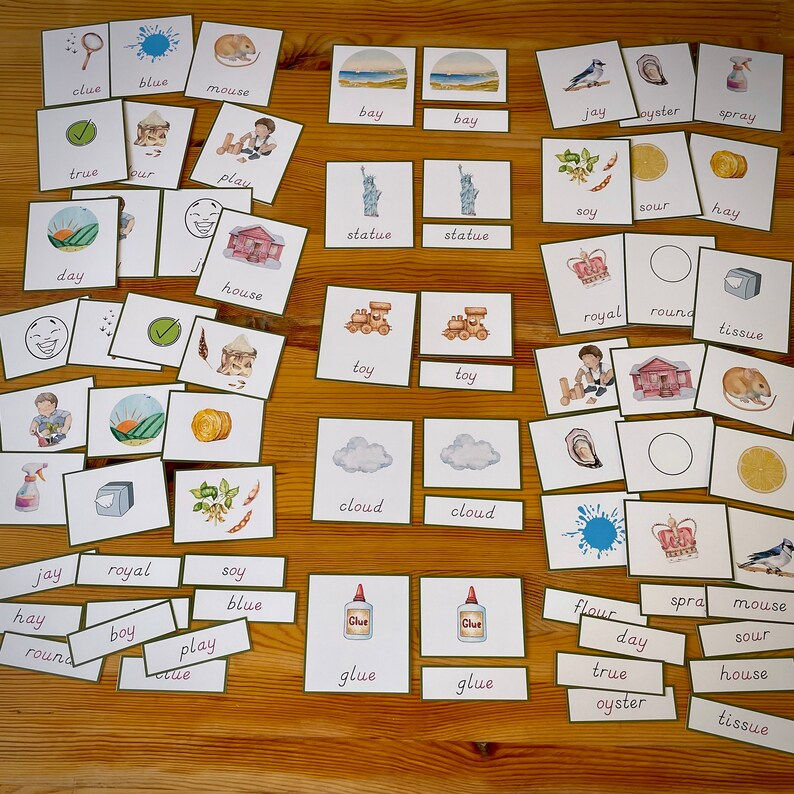 Thumbnail: Vowel digraph 3-part cards printable PDF