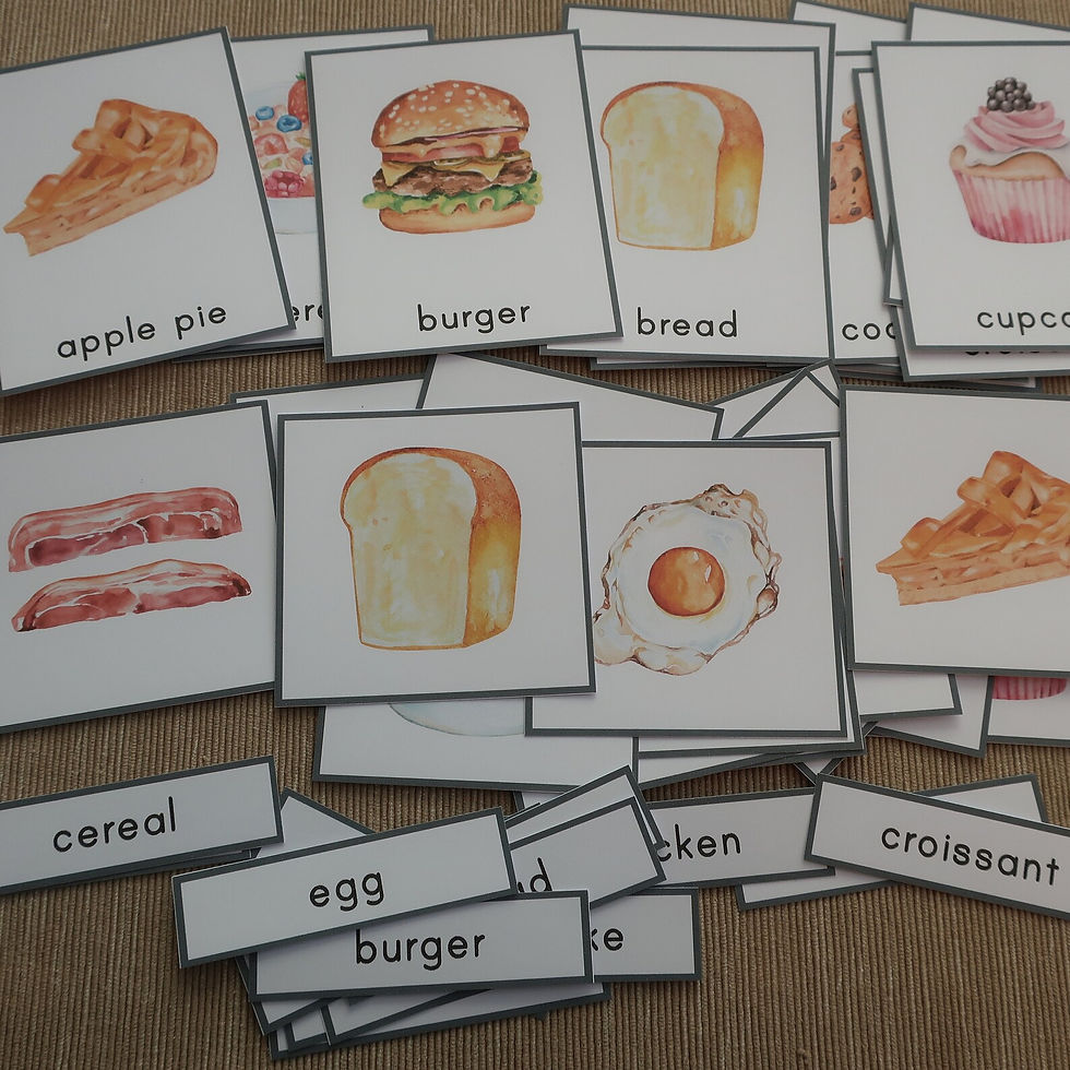 Thumbnail: Montessori printable Food Three part cards