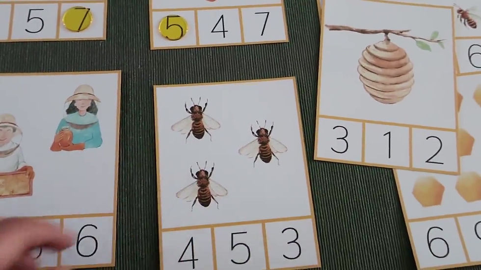 Thumbnail: Honeybee preschool printable Count and clip cards 1-10