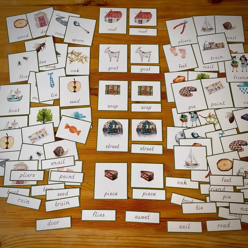 Thumbnail: Vowel digraphs 3-part cards printable PDF