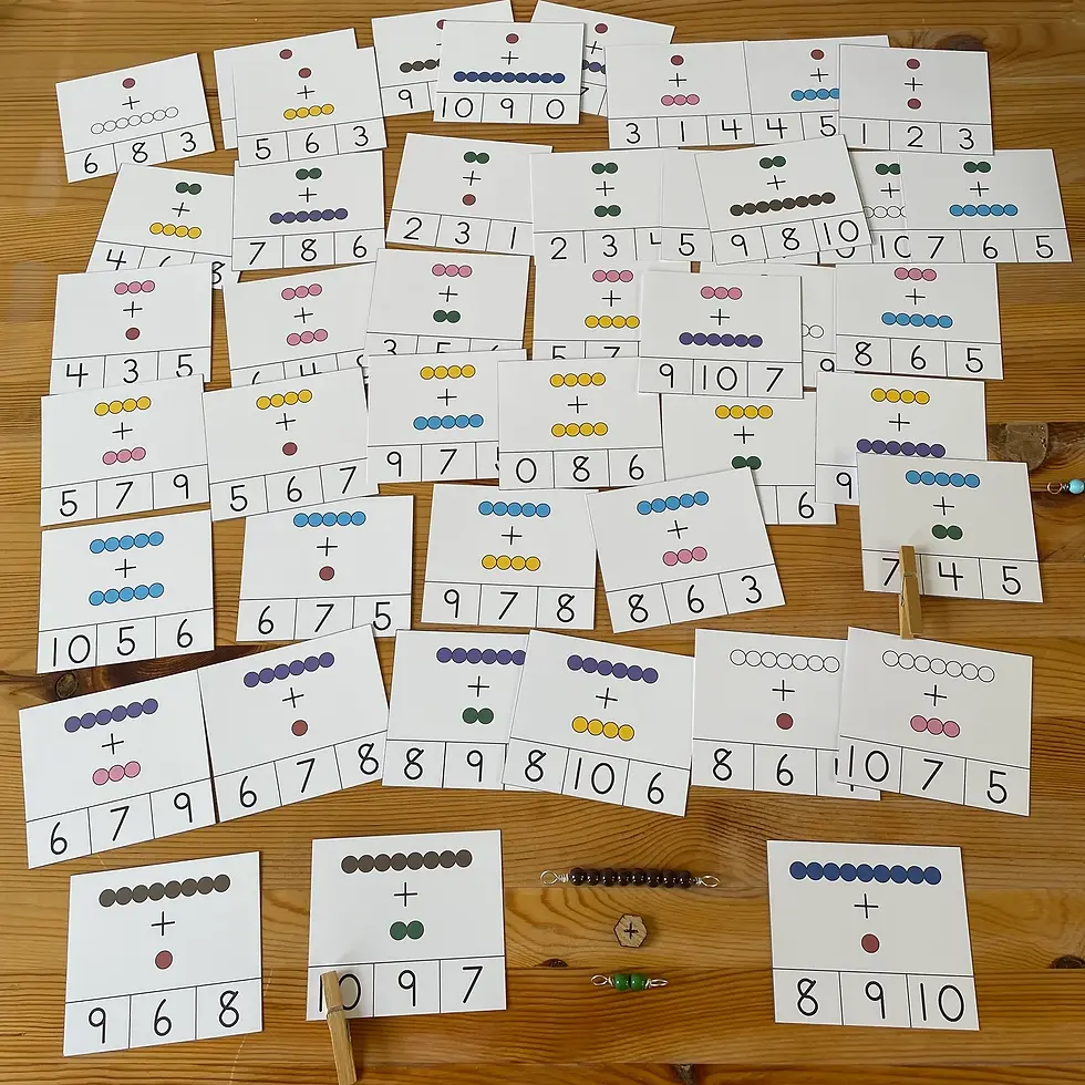 Thumbnail: Montessori bead bars Addition to 10 Clip cards