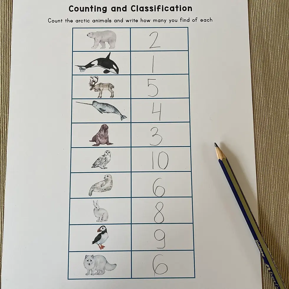 Thumbnail: Arctic animals preschool printable Graphing. Math worksheets winter.